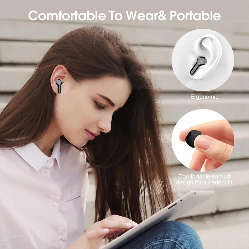 Wireless Earbuds Hifi Stereo Headphones BT5 3 ENC Noise Cancelling