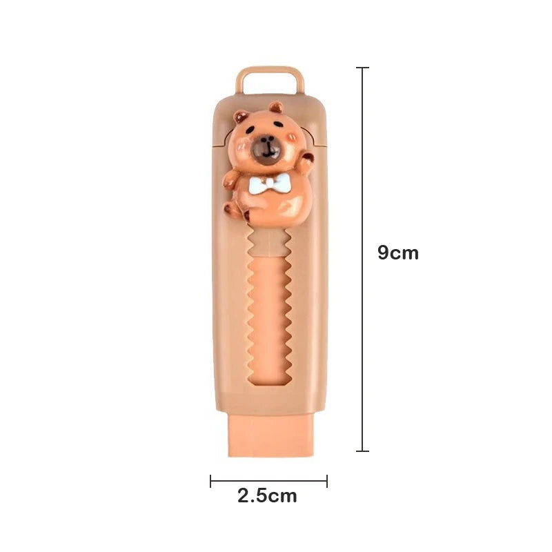 Cute Cartoon School Eraser Clean Erasing Rubber For Kids Students Office Push Pull Shell Classroom Desk Stationery School Supply Zpaxo 1pcs