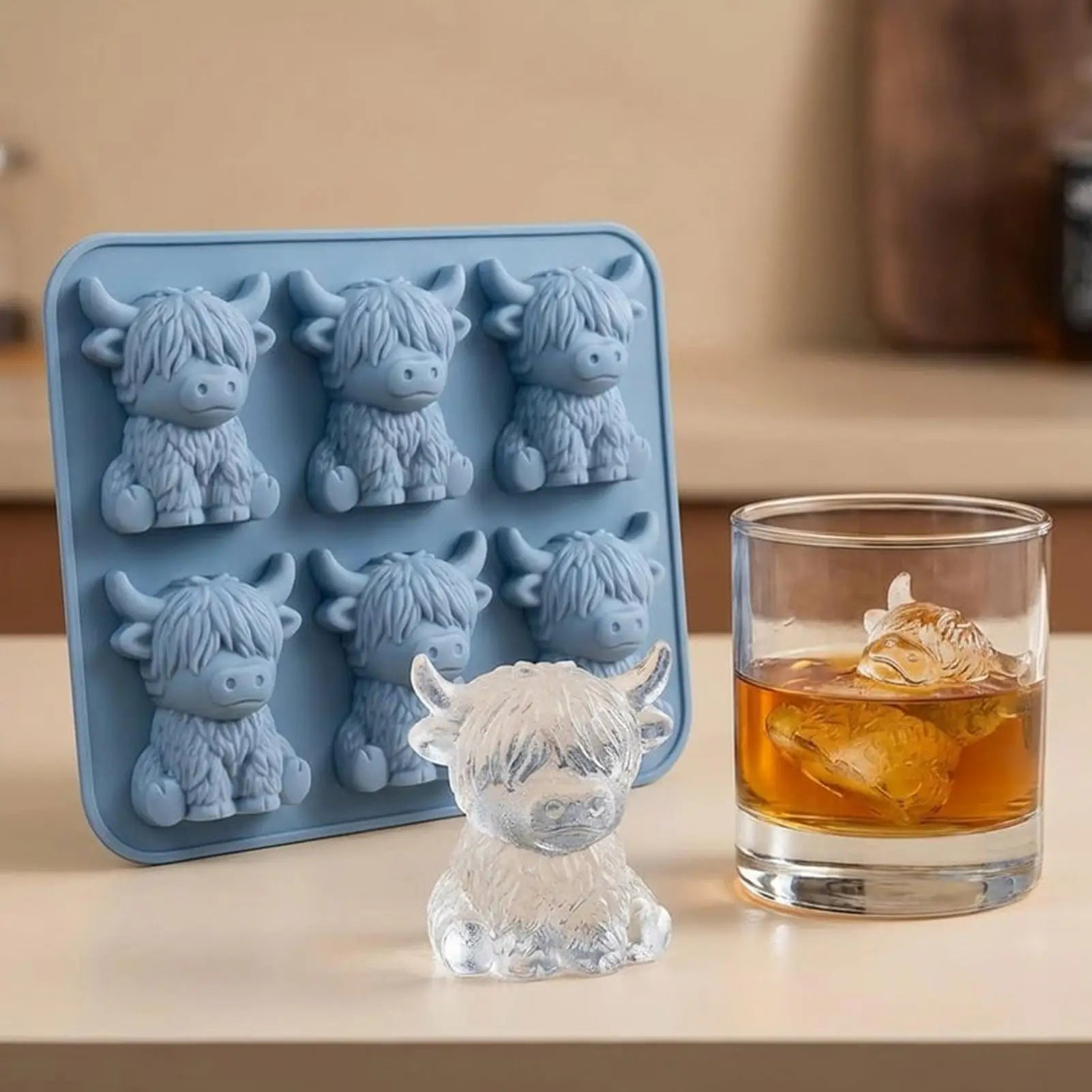 Ice Molds 6 Cavity Cow Shaped Flexible Chilling Cube Making Tool