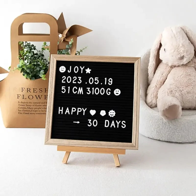 10x10 Inch Multi-functional Wooden Letter Message Board Felt Photo