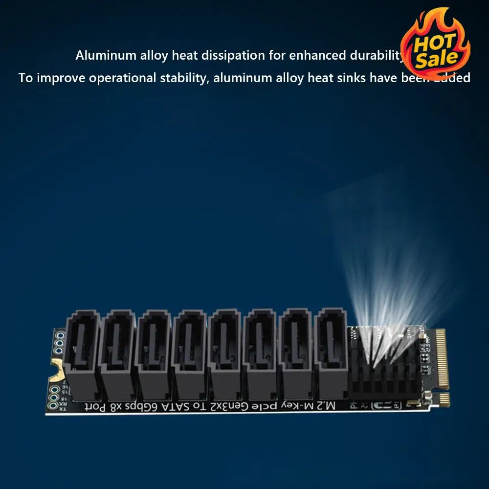 M.2 M KEY NVMe To SATA Convert Card ASM1166 6Gbps 8 Port M.2 NVMe To SATA 3.0 Expansion Card Tools Included for Desktop PC Zpaxo
