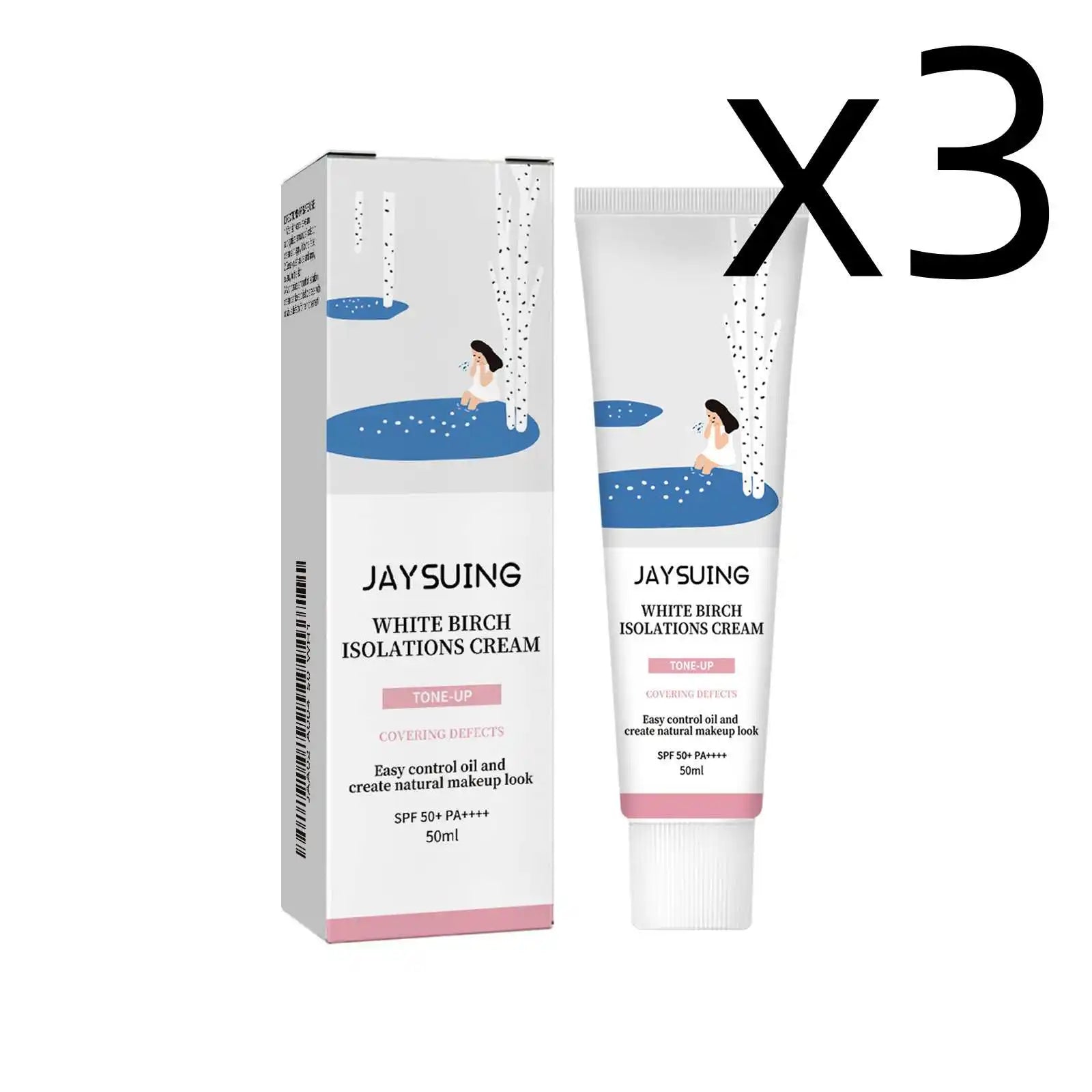 Jaysuing SPF 50+ PA+++ Brightening Hydrating Sunscreen Cream 50ml Facial Sunscreen Zpaxo 3x50ml 50 ML