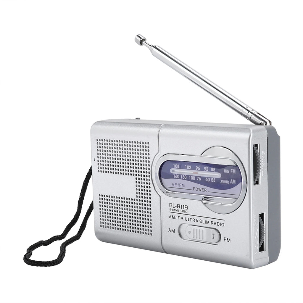 Multifunction Mini Pocket Am FM BCR119 Radio Speaker Receiver
