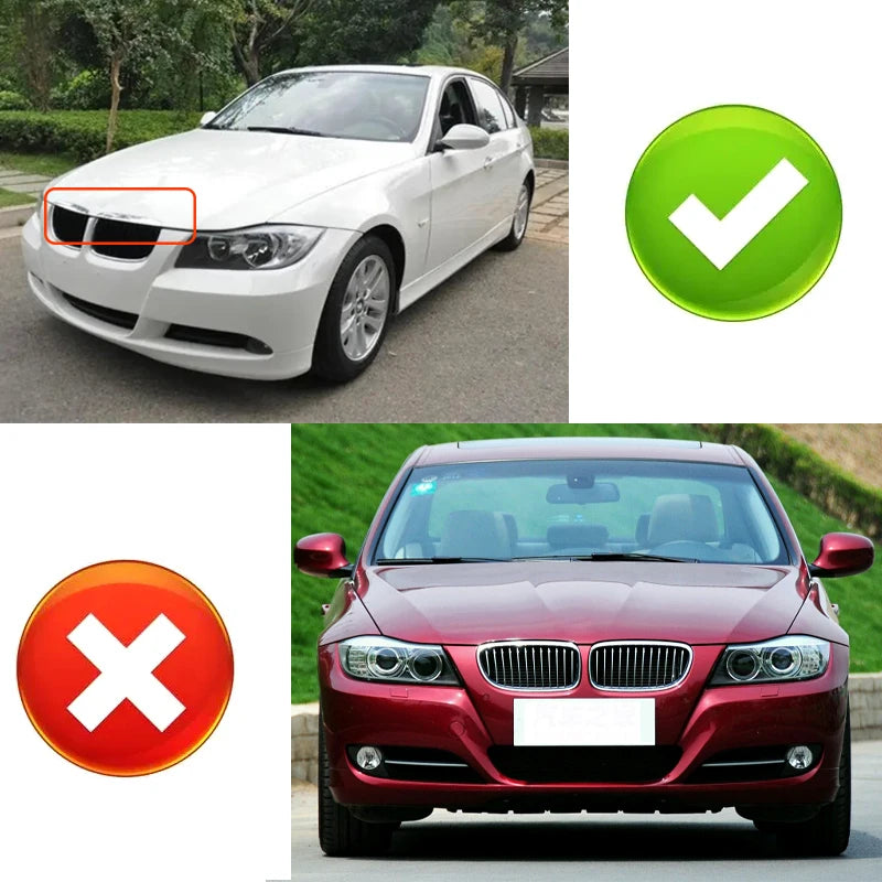 BMW E90 E91 3 Series Front Bumper Grilles Gloss Black 2005–08