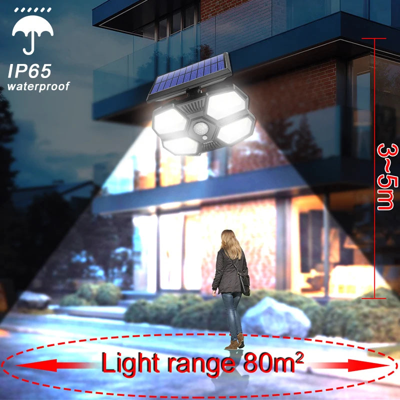 Solar Lights Outdoor Waterproof 208COB Wall Lamp Battery 2400mah 3 Zpaxo