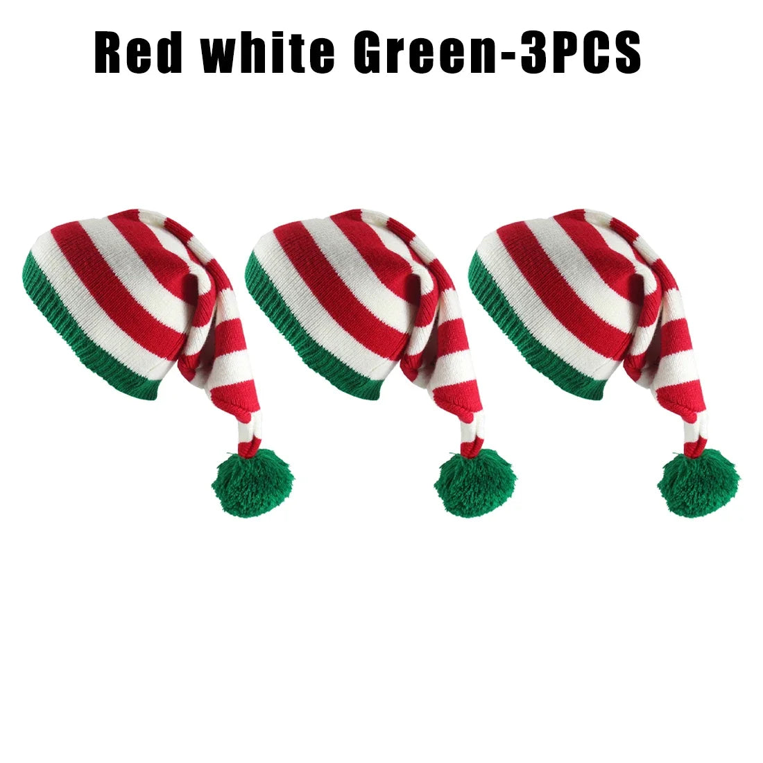 Unisex Christmas Knit Hat European Long-tail Pom Elf Beanie Festive