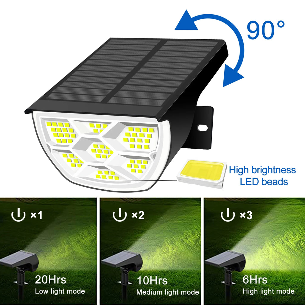 1/2/4PCS Solar Spot Light 68/72 LED Outdoor Garden Solar Landscape Spotlights Waterproof 3 Modes Wall Light Door Backyard Garage Zpaxo