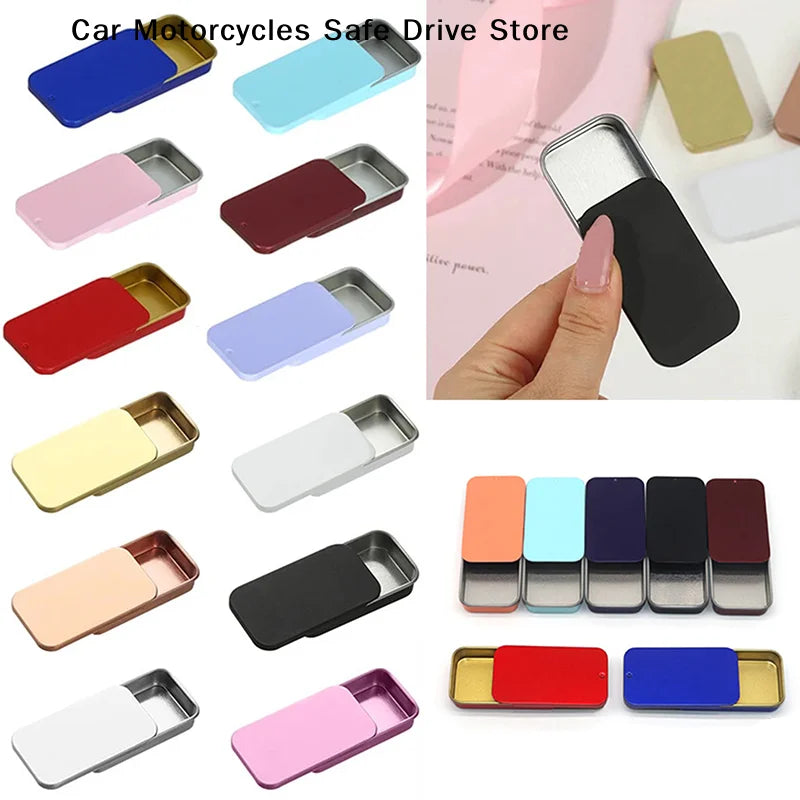 CMTinplate Box Slide Lid Push Pull Drawer Balm Portable Mini