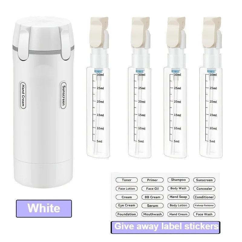 4-in-1 Leak-proof Travel Bottles Refillable Plastic Dispenser Shampoo