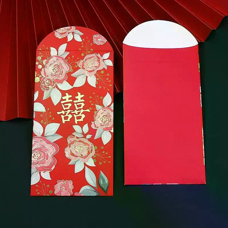 6Pcs Traditional Chinese Wedding Red Envelope Lucky Money Packets Blessing Red Packet Hongbao Wedding Gifts Zpaxo