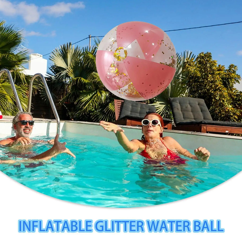 Beach Balls Pool Glitters Inflatable Clear Ball PVC Reusable Toys Fun Zpaxo