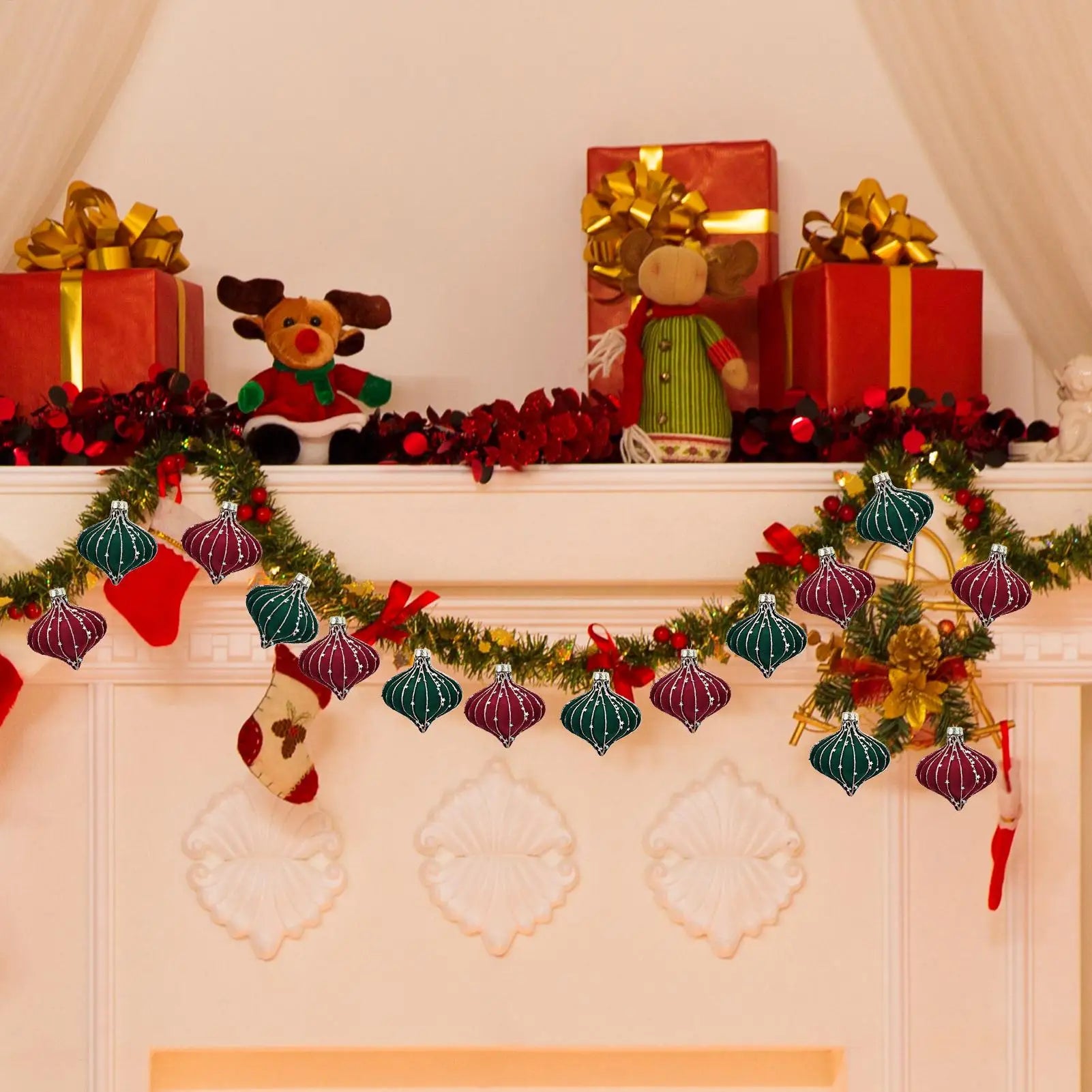 Velvet Christmas Balls Flocked Ornaments Glitter Hanging Pendants