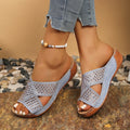 Roman Women Slippers Slip-on Wedge Shoes Platform Heel Fashion Zpaxo Blue 41