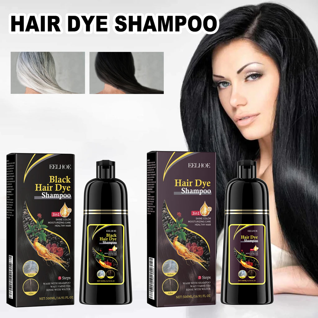 EELHOE Black Hair Dye Shampoo Hair Color Shampoo for Women & Men Natural Herbal Ingredients Champu Para Canas pintar el pelo Zpaxo brown 1500ml