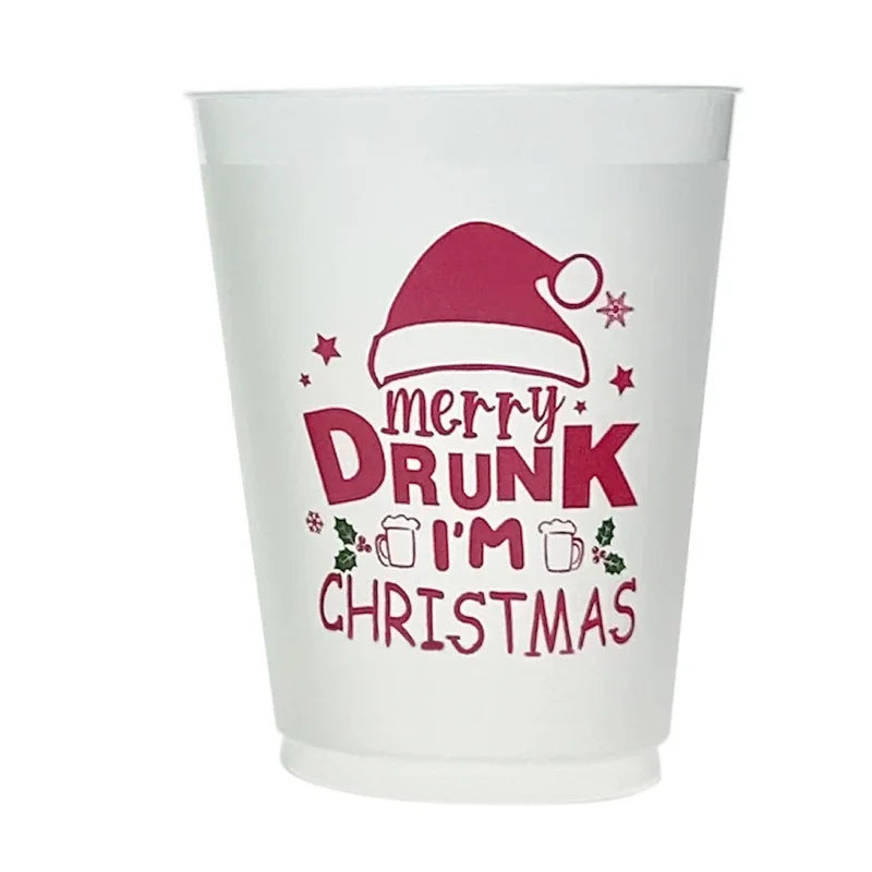 Hot 12-20PCS Unique Letter Design Plastic Christmas Cup, 16 Ounce Reusable Cup for Home Holiday Party Decoration Zpaxo
