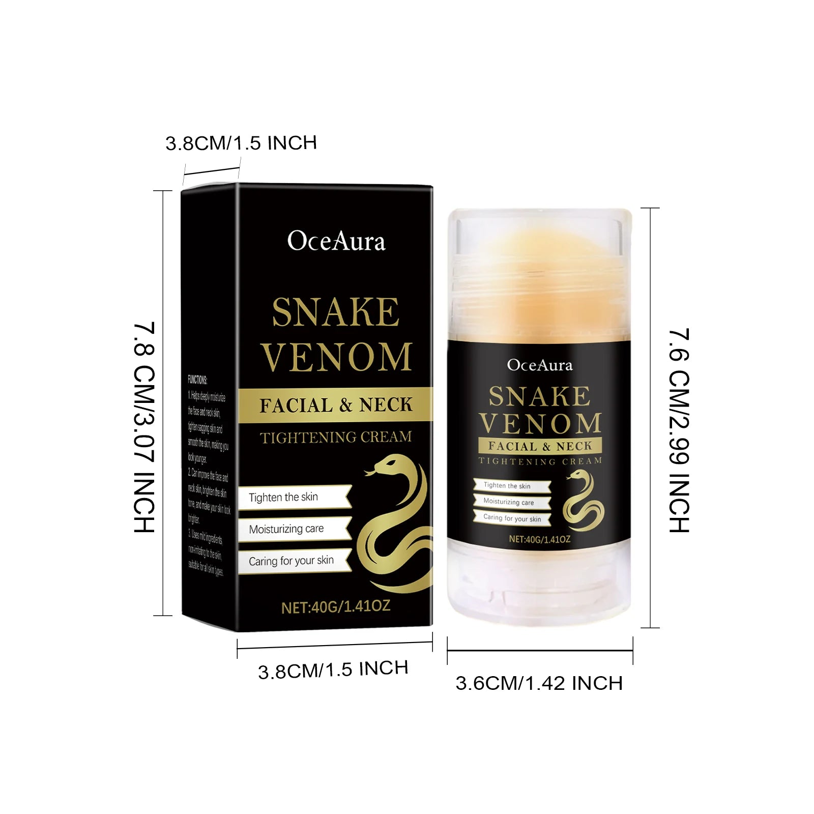 OceAura Snake Venom Neck Firming Cream Stick | Anti-Aging Neck Firming Cream Zpaxo 40g Boxed