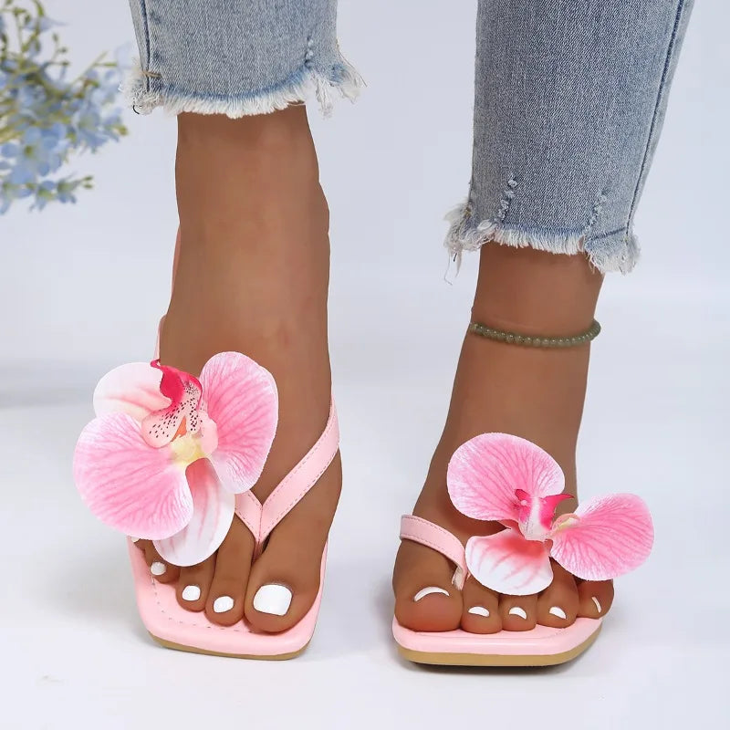 Women's Summer Lightweight Comfortable Flower Embellishment Square Zpaxo