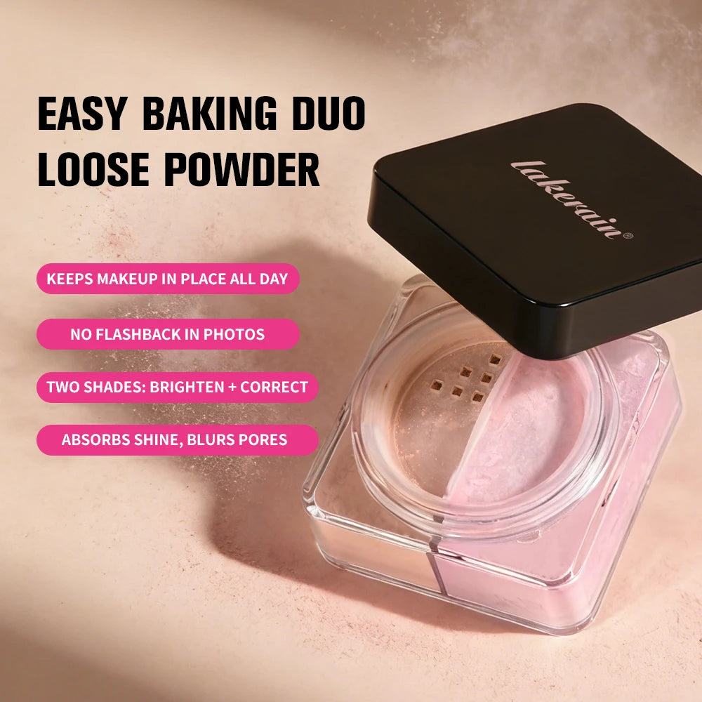 2 Colors Easy Bake Loose Powder Brightening Correcting Duo LongLasting Oil Control Natural Face Waterproof BrighTening Makeup Zpaxo