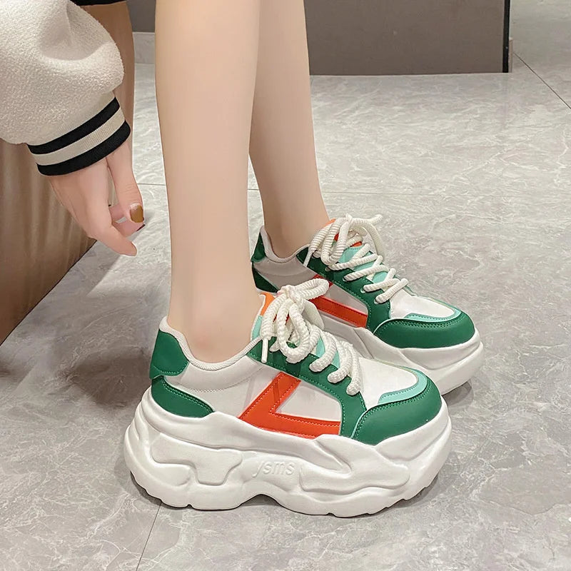 Women Autumn Fashion Hidden Heels Sports Dad Shoes Spring Platform Zpaxo