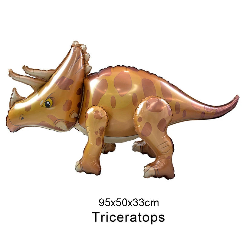 4D Giant Walking Dinosaur Foil Balloons Jungle Animal Childrens Zpaxo Brown As shown
