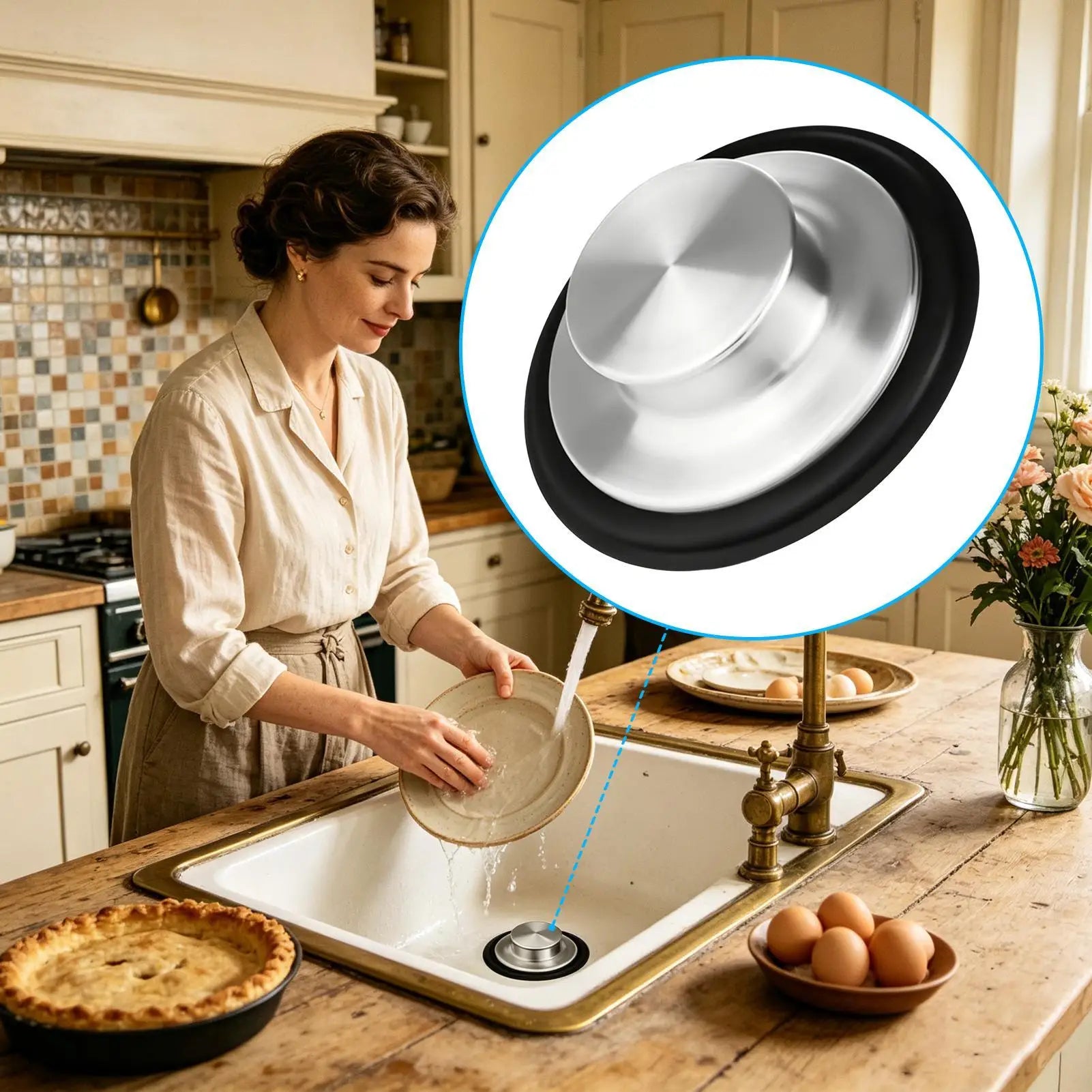 Stainless Steel Sink Drain Stopper Garbage Disposal Plug Seal Cover