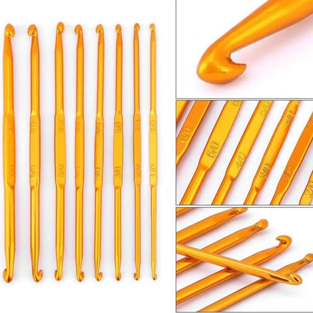 8 Sets Double Aluminum Grip Handle Metal Crochet Hook Hand Knitting Zpaxo