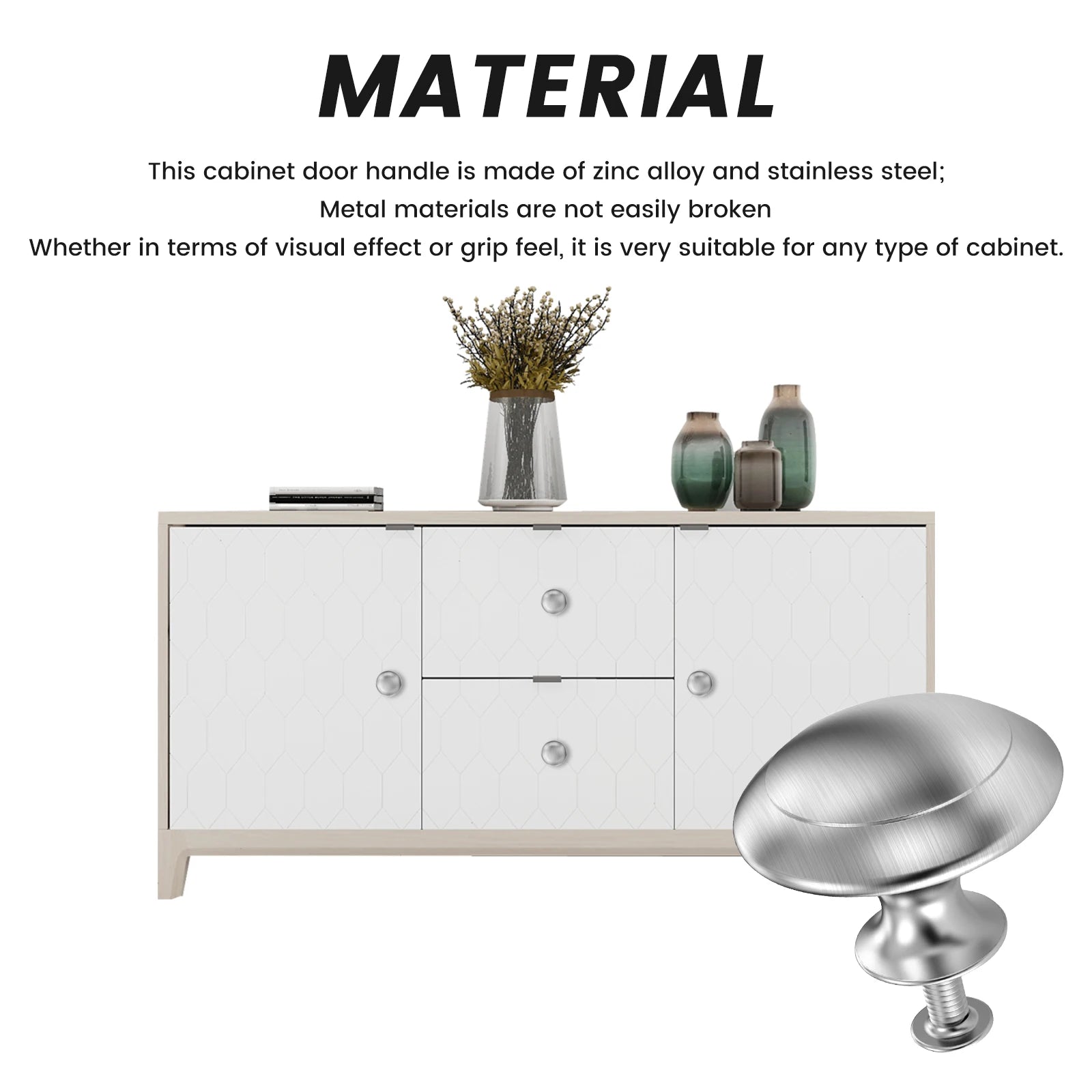 3/10/20/30/40Pcs Cabinet Knobs Sturdy Drawer Handles Cupboard Pull Handles Zinc Alloy Stainless Steel Kithcen Hardware Accessory Zpaxo