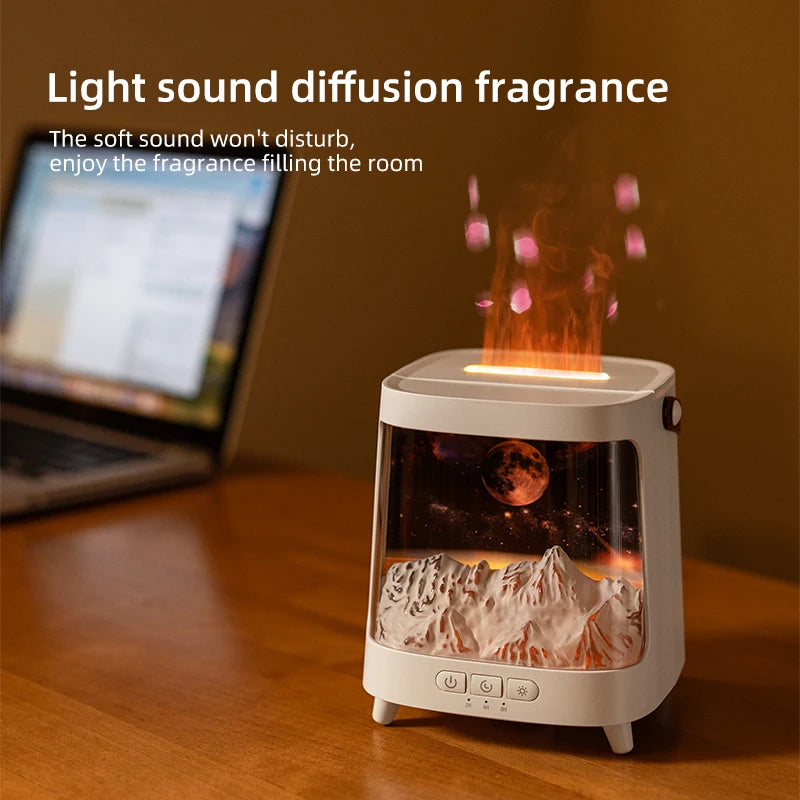 New Flame Aromatherapy Diffuser with Colourful Aurora Effect 200ml Remote Quite Fine Mist Air Humidifier for Table Decor Gifts Zpaxo