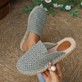 Summer Weaving Women's Round Closed Toe Vintage Breathable Slippers Zpaxo Blue 43