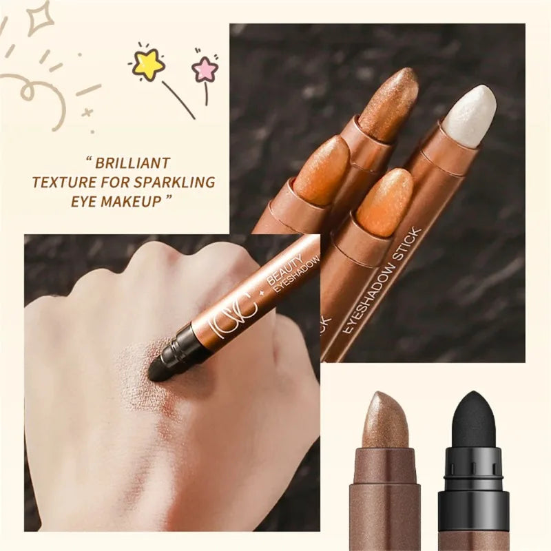 Double Head Waterproof Eyeshadow Stick Long Lasting Pigmented Shimmer