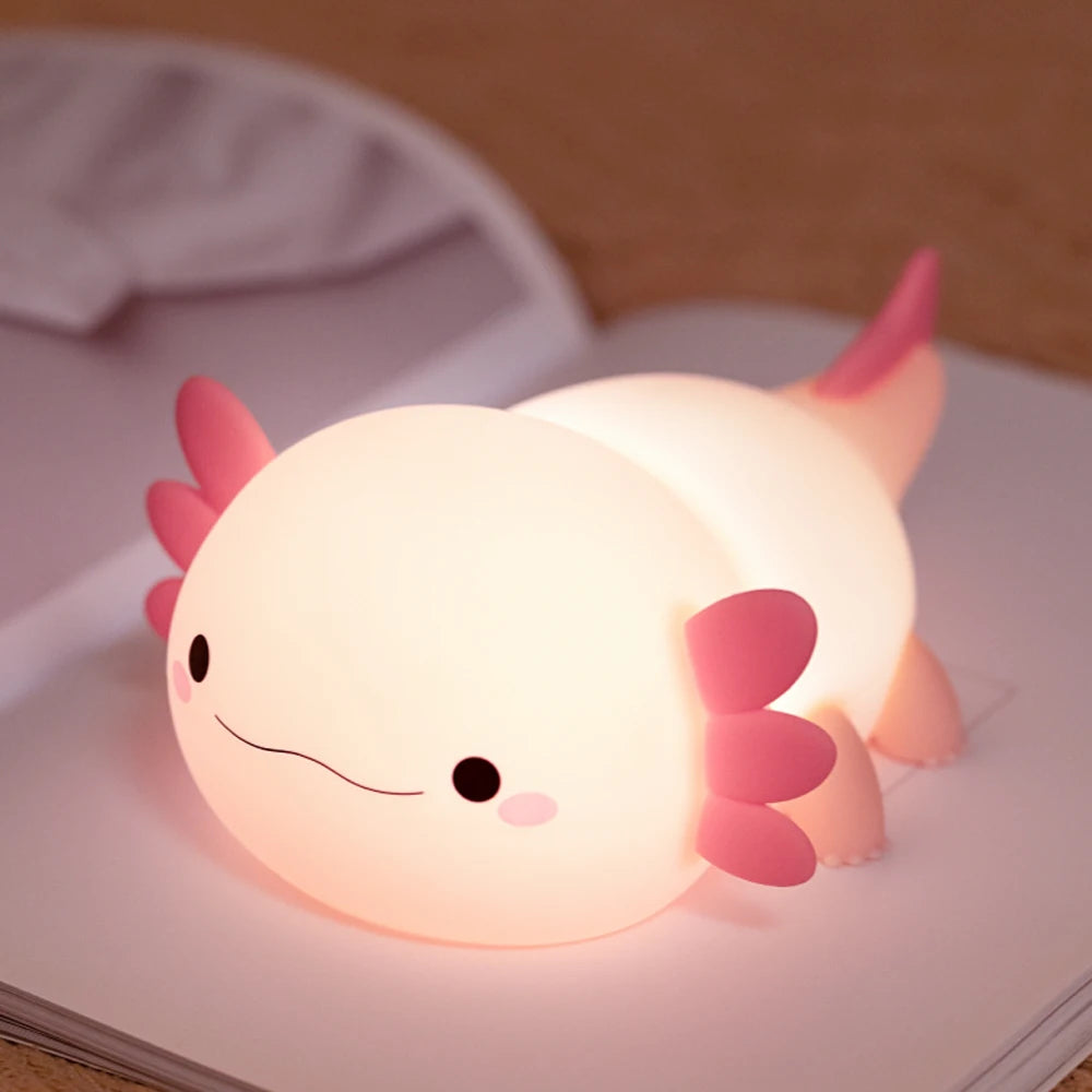 Axolotl Night Light for Kids 2 Brightness Silicone Nursery Sleeping Light Portable USB Rechargeable Bedside Lamp For Baby's Room Zpaxo Axolotl Night Light