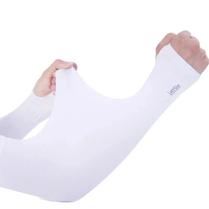 Ice Silk UV Arm Sleeves – Fingerless Sun Protection Cover
