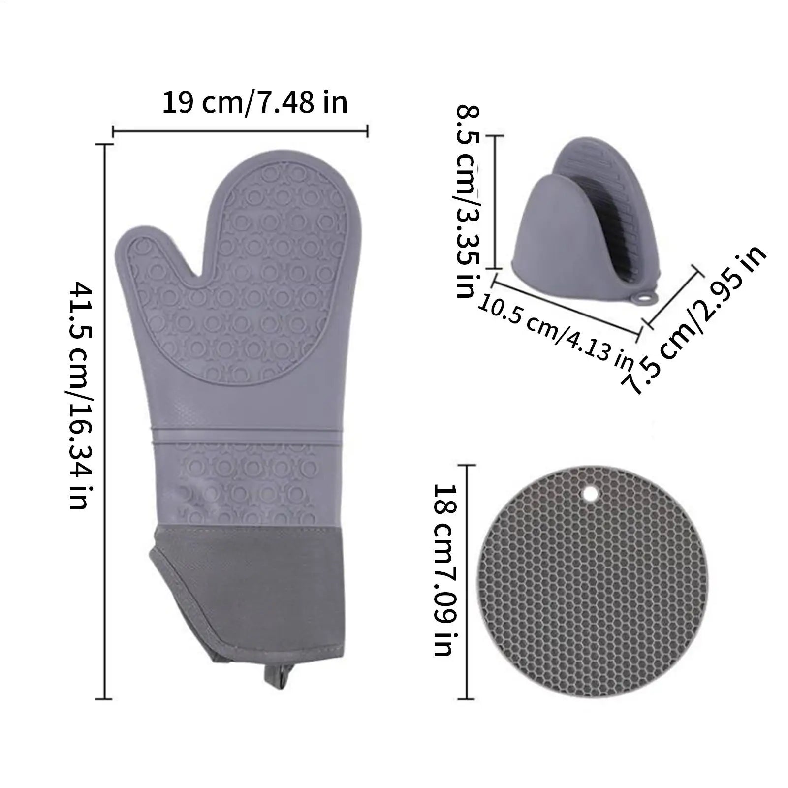 Silicone Oven Mitts Heat-Resistant Silicone Kitchen Gadgets Ergonomic Oven Mitts Pot Holders Sets for Cooking Grilling Barbecue Zpaxo