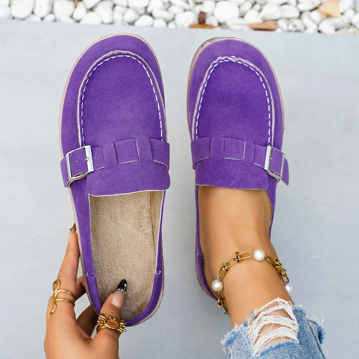 Women Mules Summer Half Slippers Large Covering Head Slip-on Shoes Zpaxo PURPLE 43