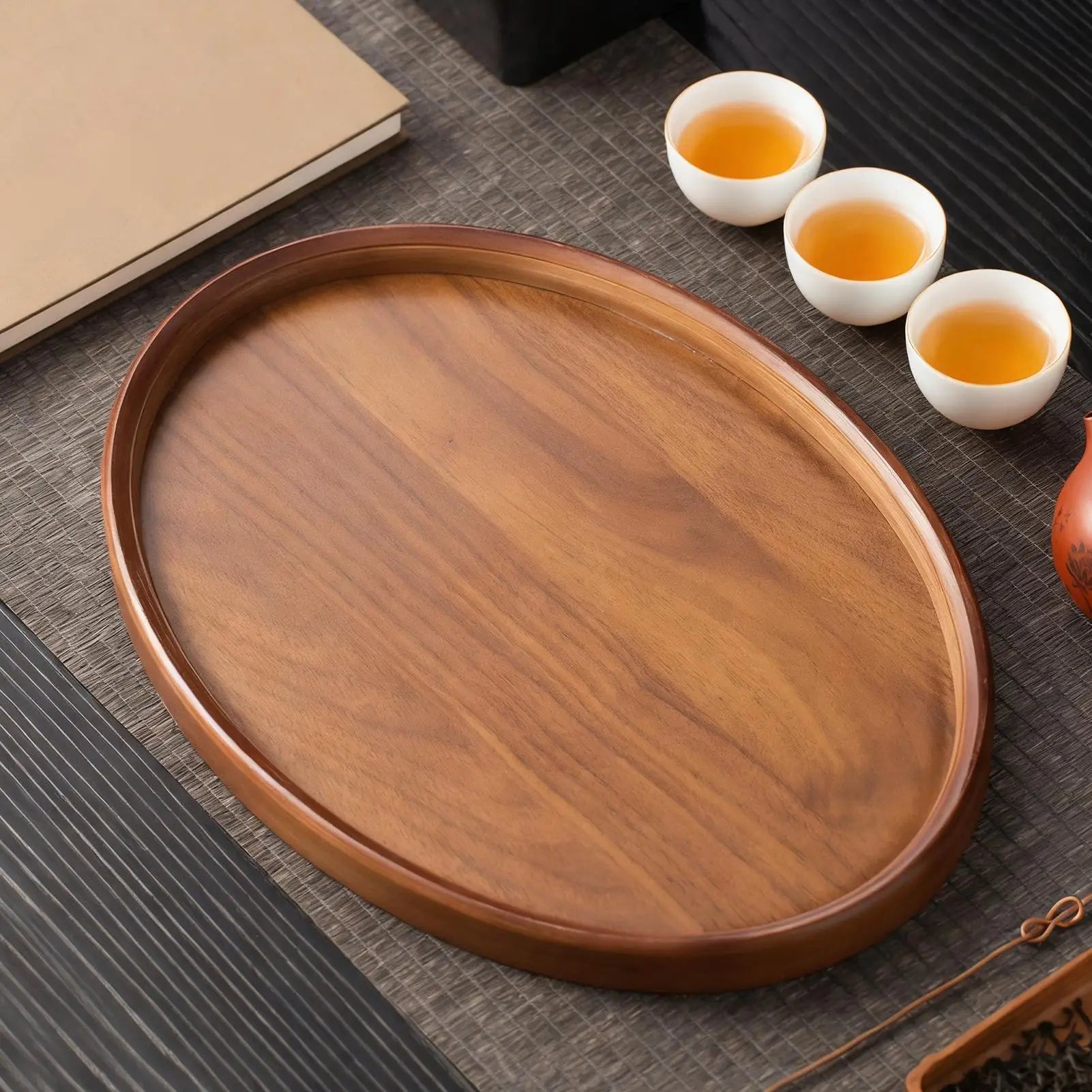 Wooden Serving Tray Oval Rustic Display Plate for Charcuterie Dessert Fruit Breakfast Dining Table Kitchen Decorative Home Decor
