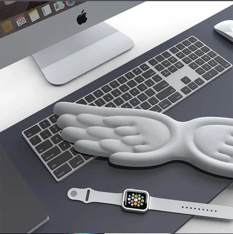 Keyboard Mouse Wrist Rest Angel Wing Memory Foam Pad Support Zpaxo