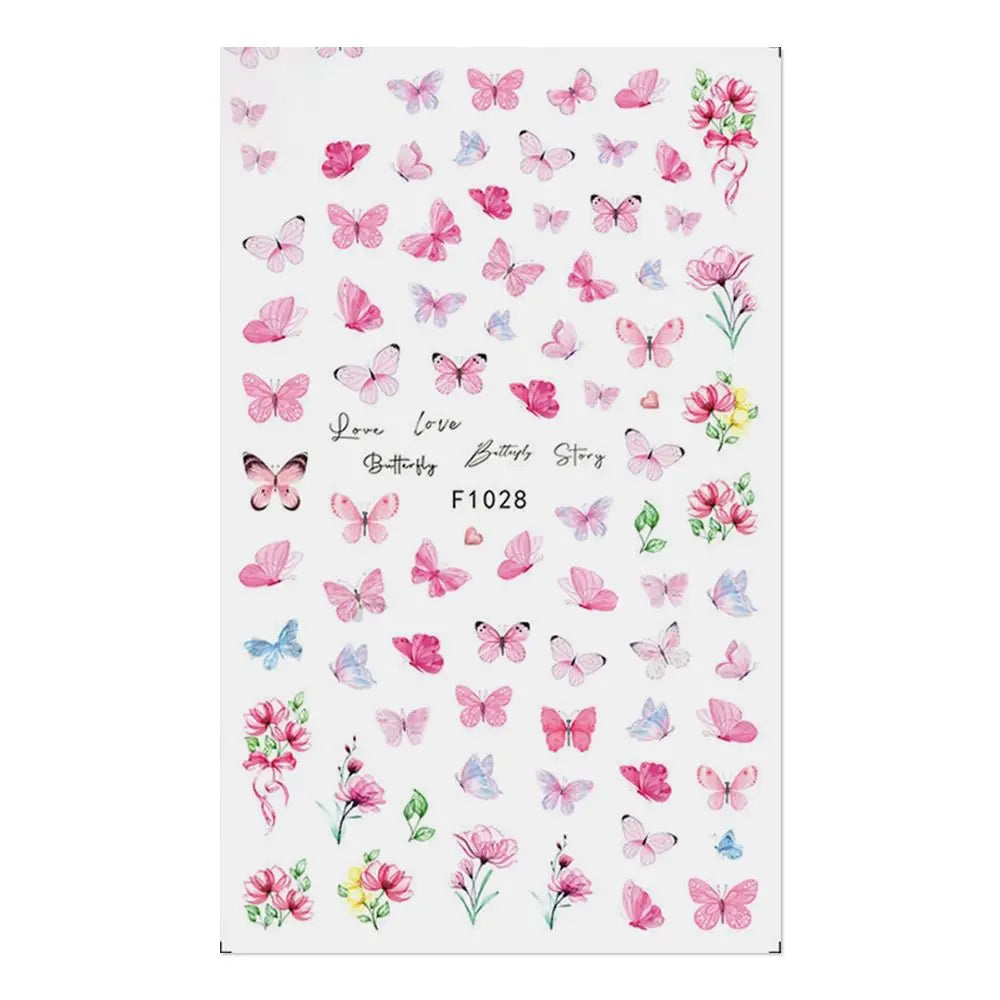 3D Design Nail Art Decals Purple Petals Flowers Stickers Candy Colors Zpaxo