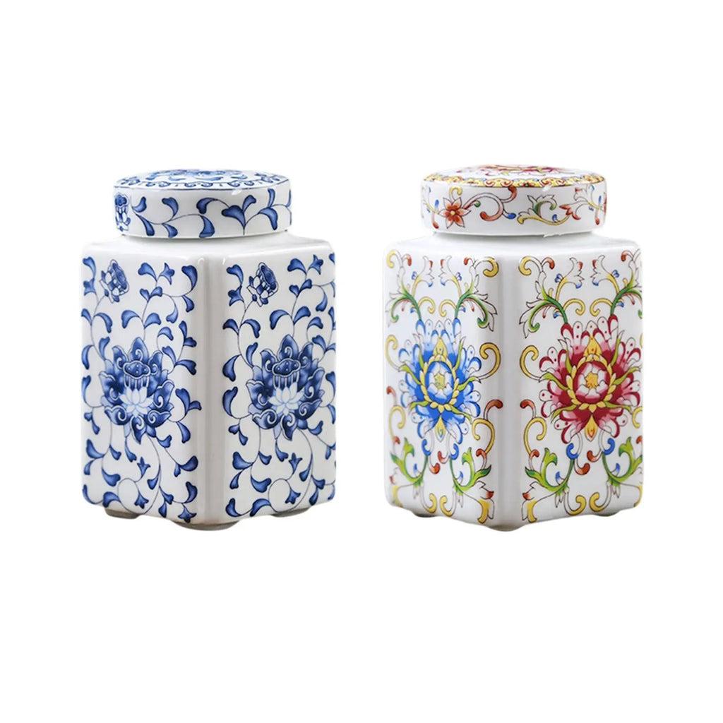 Chinese Porcelain Ginger Jar – Ceramic Temple Vase with Lid Decorative Ceramic Jar Zpaxo