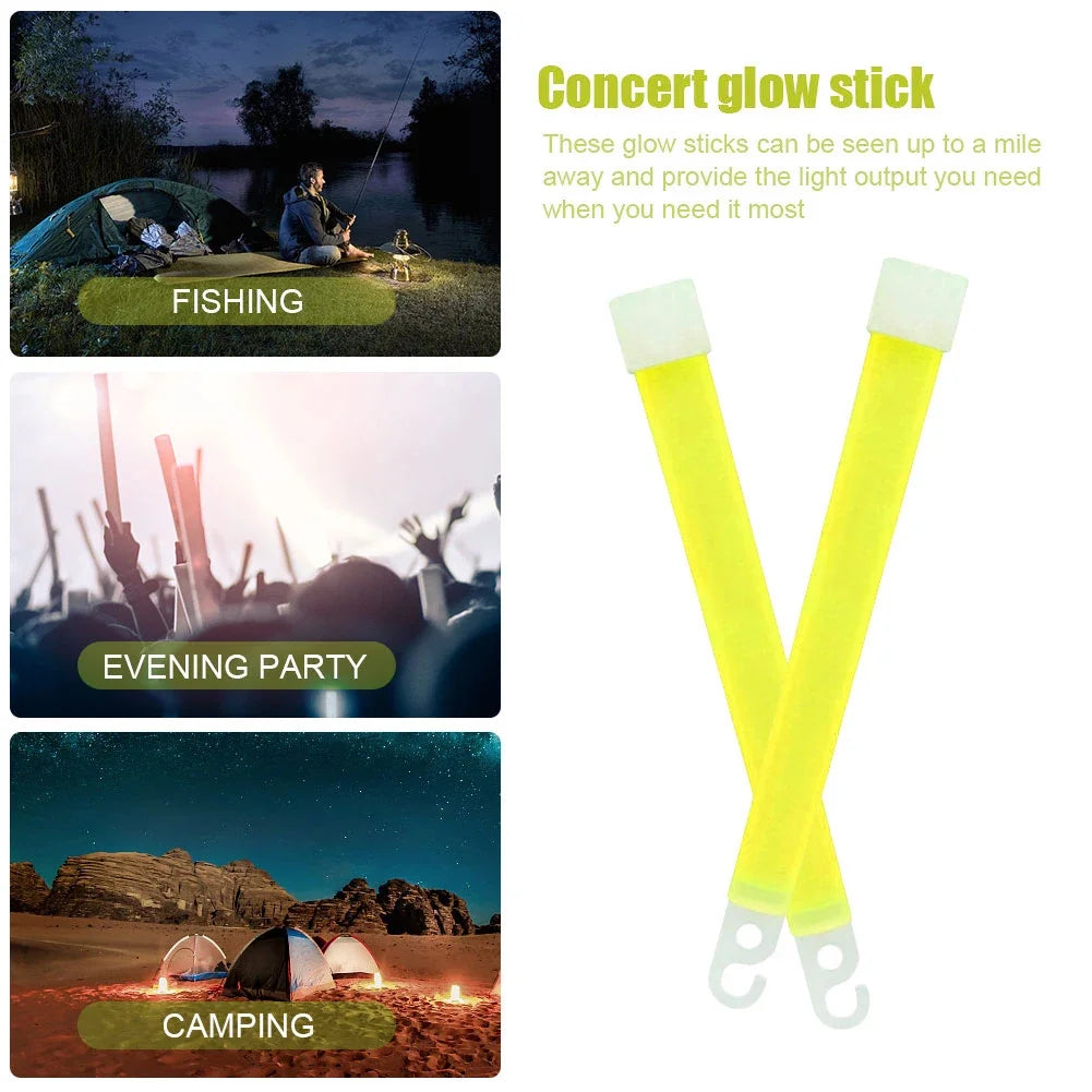 1-50pcs Glow Sticks with Hook 6 inch Fluorescence Light for Hiking Camping Outdoor Emergency Concert Party Light Sticks Zpaxo
