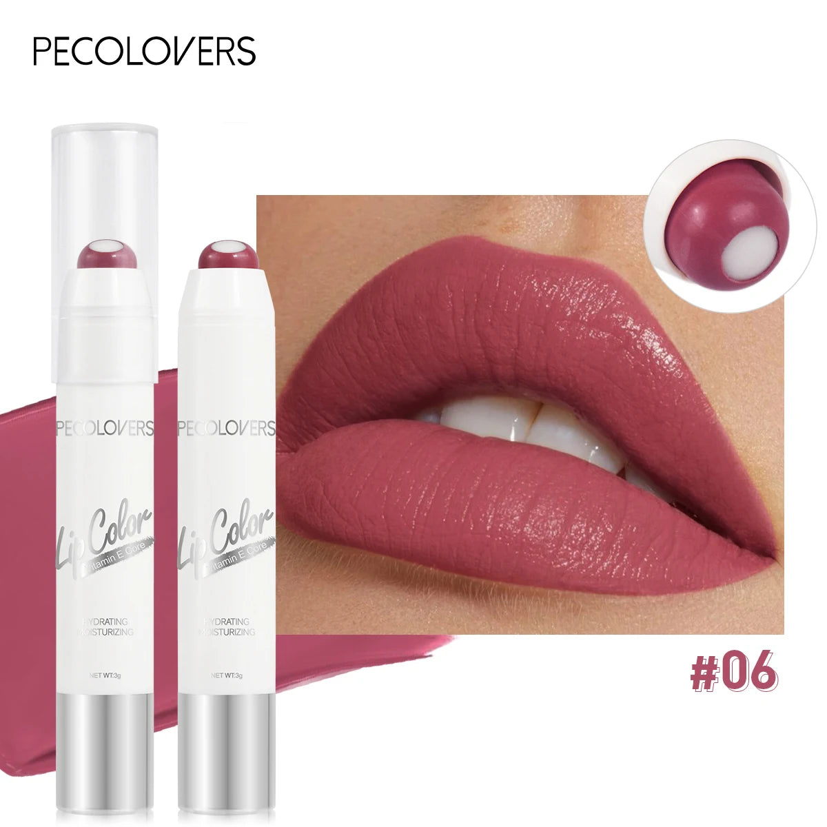 2-in-1 Nude Lipstick Matte Red Lip Balm Moisturizing 6 Colors Sandwich Lipstick Waterproof Long Lasting Non-stick Cup Lip Stick Zpaxo 06