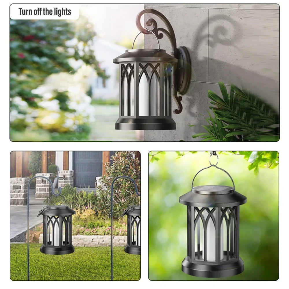 Flame LED Solar Hanging Lantern | IP65 Waterproof Garden Light
