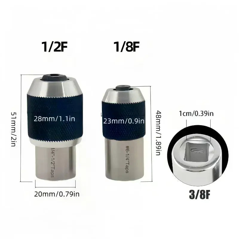 Tap Socket 1 2 8 Square Sockets Adapter M3-M12 Adjustable Ratchet Zpaxo