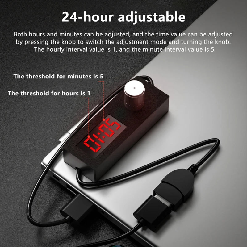 24h Automatic Shutdown Timer Digital Countdown USB Switch Cable Wire Zpaxo