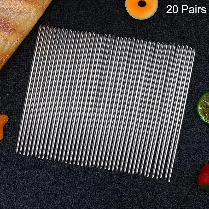 Stainless Steel Chopsticks Reusable Household Round Metal Chop Sticks Japanese Sushi Food Stick Kitchen Tableware Cutlery Zpaxo 20pairs