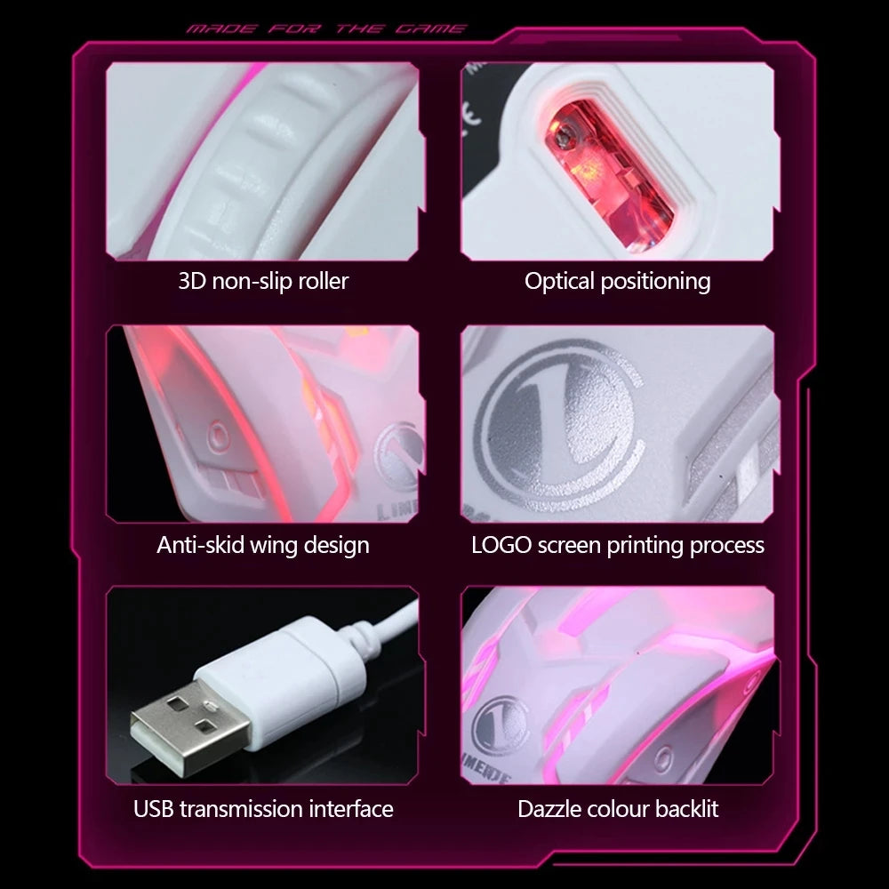 Limei S1 E Sports LED Luminous Backlit Wired Mouse USB Wired For Desktop Laptop Mute Office Computer Gaming Mouse Zpaxo