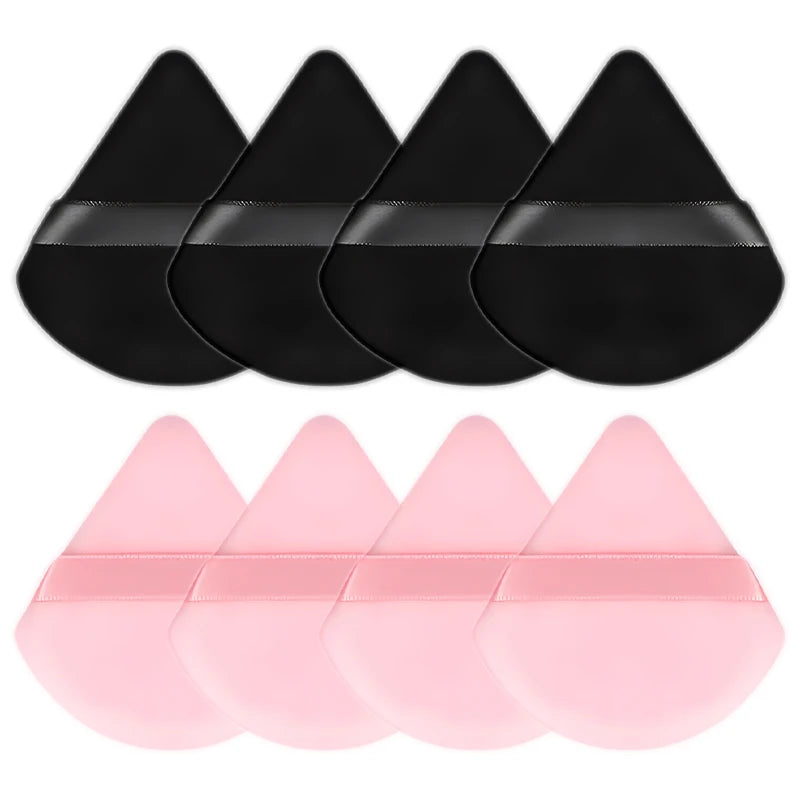8Pcs Triangle Velvet Cosmetic Puff Make Up Sponges Wet Dry Use for Face Eye Contouring Shadow Cosmetic Foundation Makeup Tool Zpaxo 4pc Pink 4pc Black