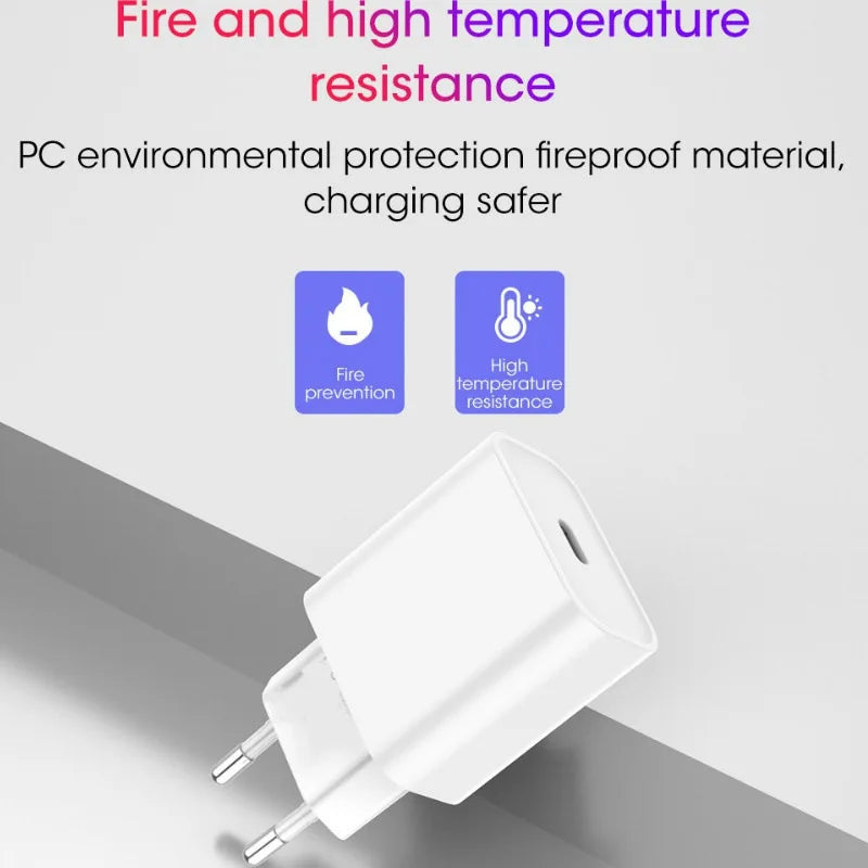 For iphonePD 20W USB Phone Charger Fast Charger for iPhone iPad Samsung OnePlus Wall Quick Charge Adapter TypeC Cable EU/US Plug Zpaxo