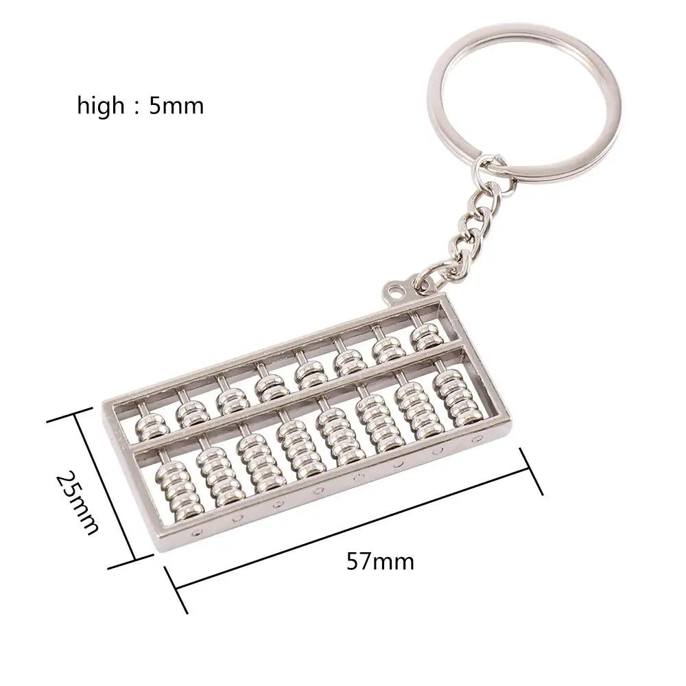 3D Classic Cute Mobilizable 8 Rows Abacus Metal Pendent Simulation Model Gift Keychain Keyfob Keyring Zpaxo