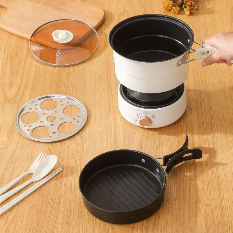 110V/220V Electric Cooker Portable Cooking Pot Foldable Hotpot 1.6L Multi cookers Split Type Rice Cooker Frying Pan Home Travel Zpaxo
