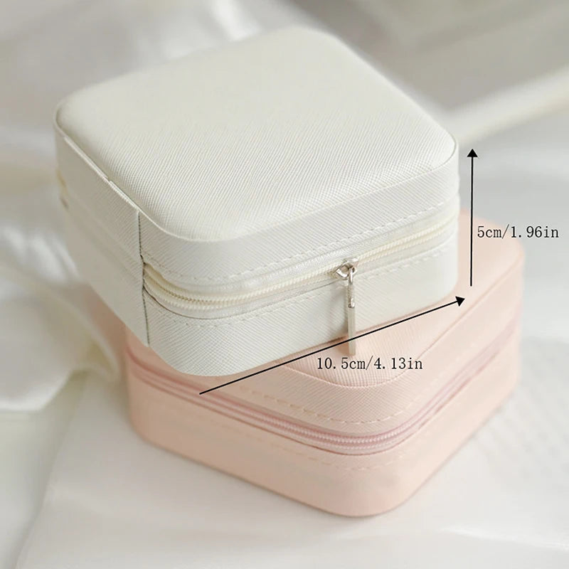 Mini Jewelry Organizer Display Travel Jewelry Zipper Case Boxes Earrings Necklace Ring Portable Jewelry Box Flip Top Storage Zpaxo